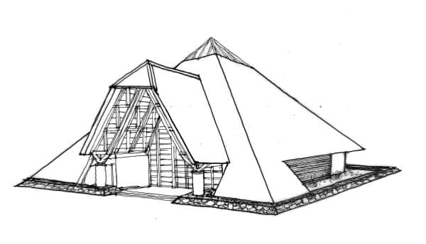 Concept design sketch of chapel project in Zimbabwe